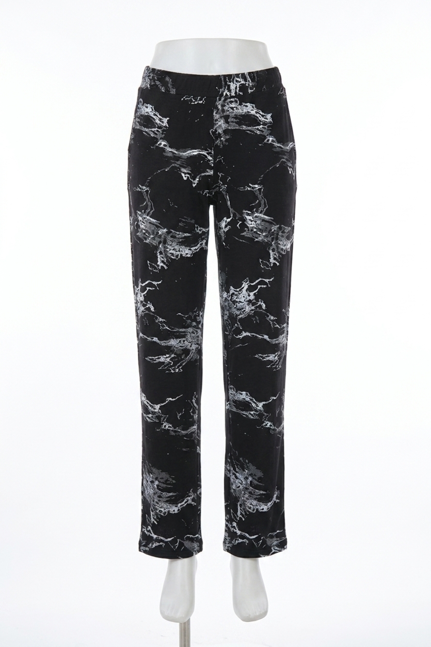 NEW FRENCH KYSS abstract print lounge pant in black/white